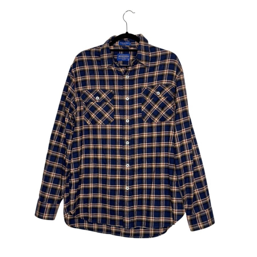 Pendleton Burnside Shirt Men's Medium Blue Plaid Flannel Button
Up Cotton